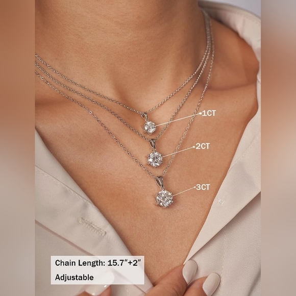 CERTIFIED 3ct 100% REAL MOISSANITE 18kGP 925 NECKLACE VVSI - Picture 5 of 14